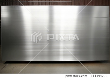 Close-up silver metallic object, abstract background, Generative AI 111494709