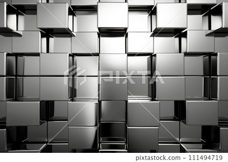 Close-up silver metallic object, abstract background, Generative AI 111494719