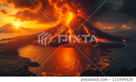 Volcanic eruption AI generated image 111494820