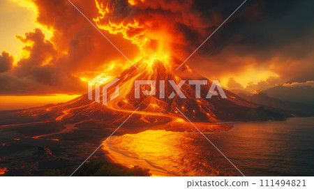 Volcanic eruption AI generated image 111494821