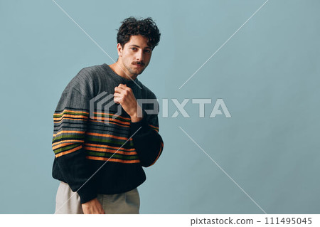 Man fashion hipster handsome copyspace face smile portrait Man fashion hipster handsome copyspace face smile portrait 111495045