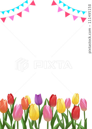 Tulip and garland frame decorative frame vertical 111495158