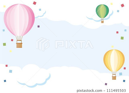 Frame balloon summer sky simple background copy space illustration material Frame balloon summer sky simple background copy space illustration material 111495503