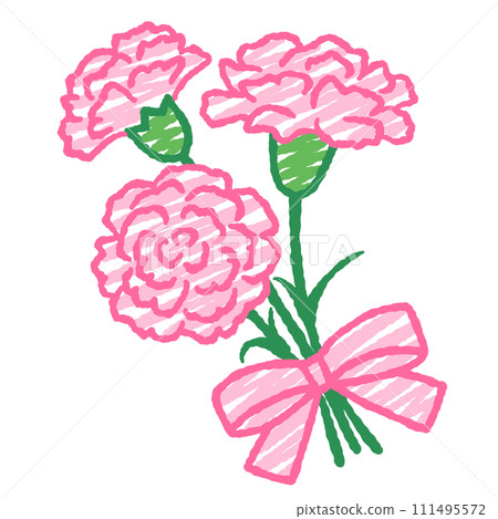 簡單的粉紅色康乃馨花束的插圖 111495572