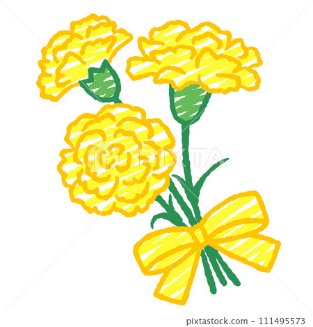 簡單的黃色康乃馨花束的插圖 簡單的黃色康乃馨花束的插圖 111495573