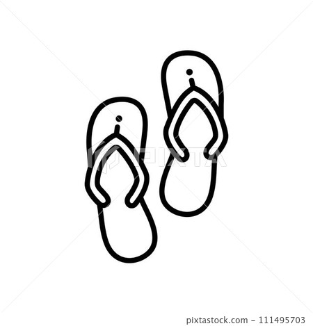 Slippers icon vector. Linear style sign for mobile concept and web design. Flip flops symbol illustration. Pixel vector graphics - Vector. 111495703