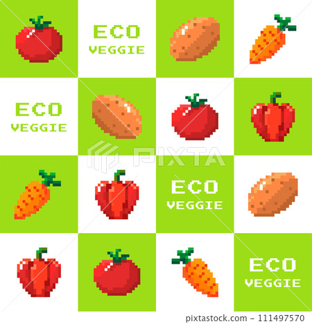 Pixelated eco veggies, vegetarian sneaks and food Pixelated eco veggies, vegetarian sneaks and food 111497570