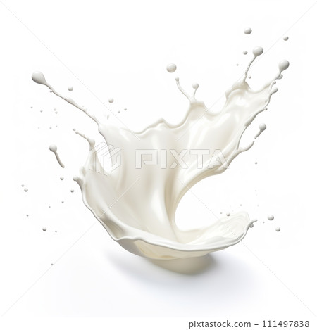 Milk Splashes Isolated On White Background, Splashes Wave Fresh Milk, Perfect For Food Background And Food Ads, Ai generative Milk Splashes Isolated On White Background, Splashes Wave Fresh Milk, Perfect For Food Background And Food Ads, Ai generative 111497838