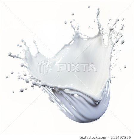 Milk Splashes Isolated On White Background, Splashes Wave Fresh Milk, Perfect For Food Background And Food Ads, Ai generative 111497839