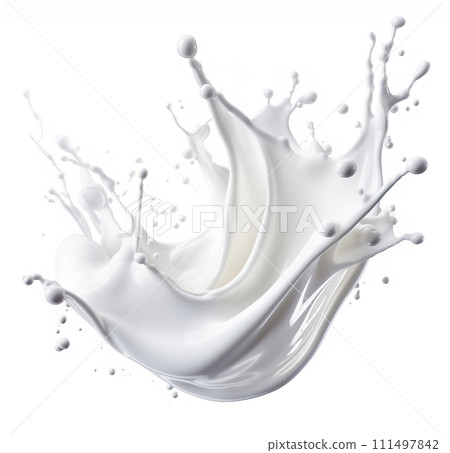 Milk Splashes Isolated On White Background, Splashes Wave Fresh Milk, Perfect For Food Background And Food Ads, Ai generative 111497842