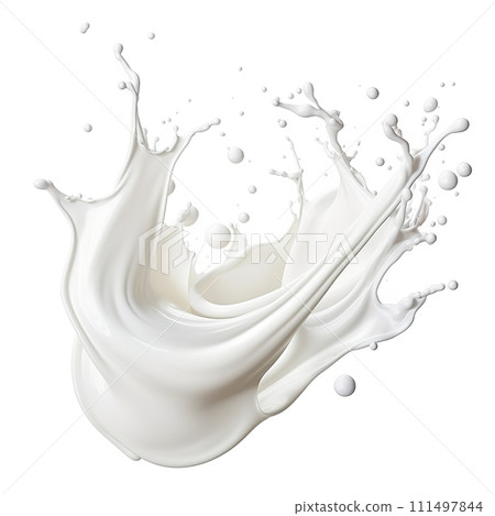 Milk Splashes Isolated On White Background, Splashes Wave Fresh Milk, Perfect For Food Background And Food Ads, Ai generative Milk Splashes Isolated On White Background, Splashes Wave Fresh Milk, Perfect For Food Background And Food Ads, Ai generative 111497844