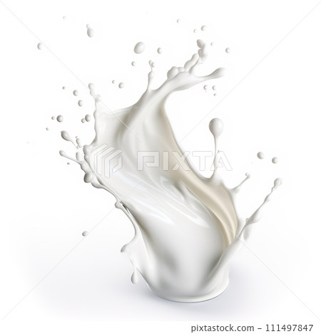 Milk Splashes Isolated On White Background, Splashes Wave Fresh Milk, Perfect For Food Background And Food Ads, Ai generative 111497847