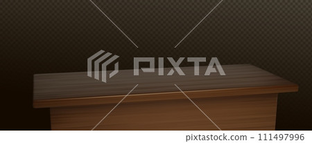 Dark wooden table with empty countertop 111497996
