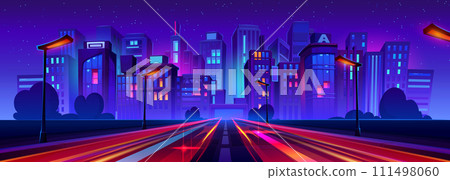 Night city highway with traffic speed effect Night city highway with traffic speed effect 111498060