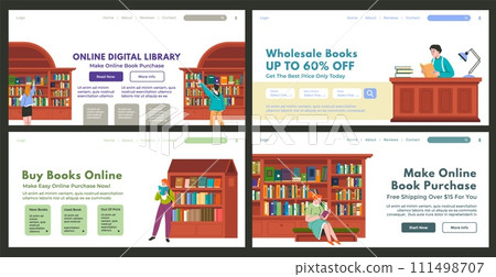Web page design set for online library advertising Web page design set for online library advertising 111498707