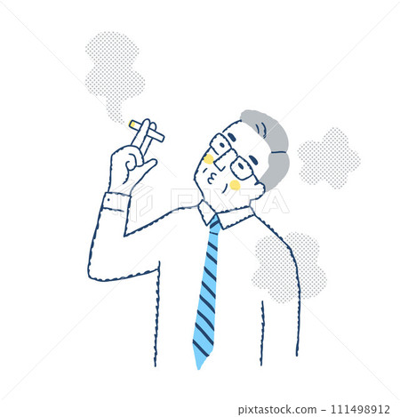 Middle-aged businessman smoking a cigarette 111498912