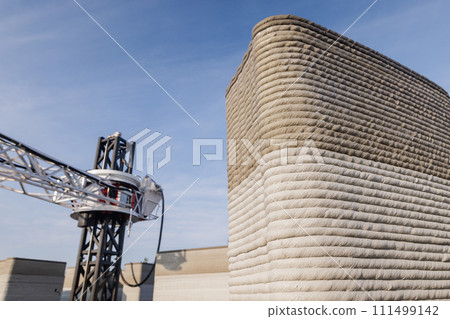 modern construction of 3D houses. printed house using a 3D printer 111499142