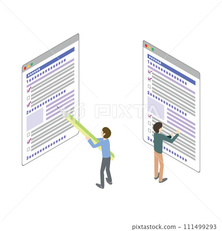 一個人填寫表格的插圖 111499293