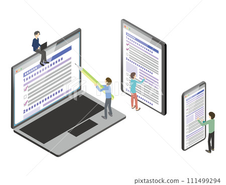 一個人填寫表格的插圖 111499294