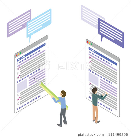 一個人填寫表格的插圖 111499296