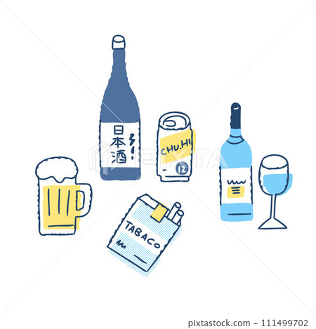 Several types of alcohol and tobacco 111499702