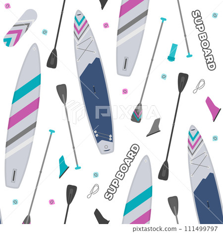 Seamless pattern with Inflatable paddle supboard 111499797