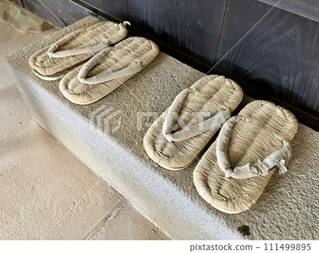 Two sandals lined up Two sandals lined up 111499895