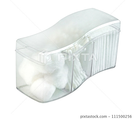 cotton wool white witn cotton buds for beauty or medical supplies isolated cotton wool white witn cotton buds for beauty or medical supplies isolated 111500256