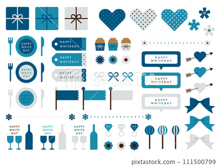 Cute white day material set Cute white day material set 111500799