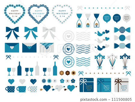White Day Material Pack | Frames, Decorative Borders, Heart & Ribbon Deco Set 111500805