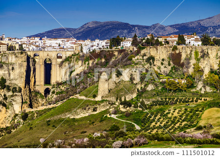 Ronda town with old bridge, Andalusia, Spain. 111501012
