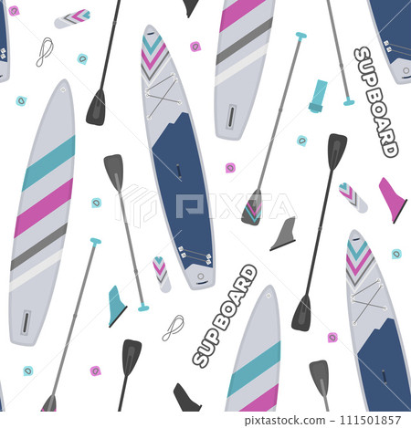 Seamless pattern with Inflatable paddle supboard 111501857