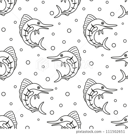 seamless pattern with cartoon swordfish seamless pattern with cartoon swordfish 111502651