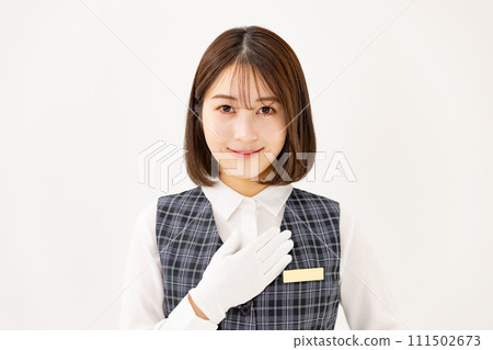 年輕女子商務 20 多歲制服白手套 111502673