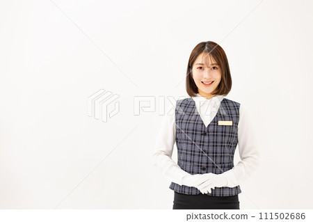 年輕女子商務 20 多歲制服白手套 111502686