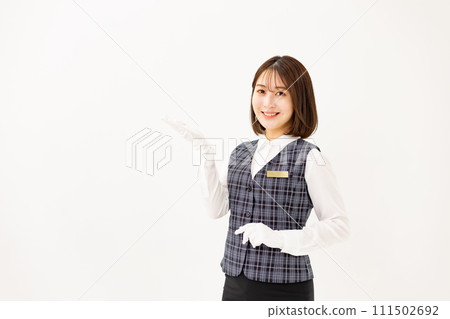 Young woman, business, 20s, uniform, hand held 111502692
