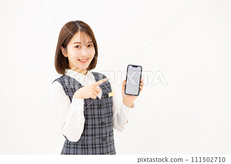 Young woman business 20s uniform smartphone 111502710