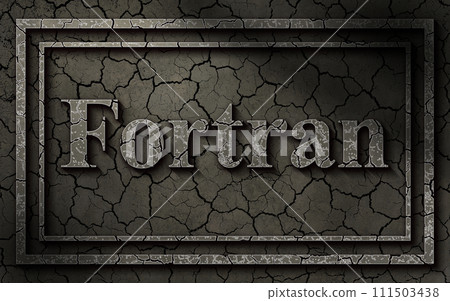 Three-dimensional "Fortran" letters drawn on a stone tablet that seems to appear in a fantasy world 111503438