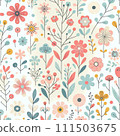 Illustration material of stylish plants in gentle spring colors 111503675