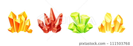 Colorful Crystal Gems and Jewel Minerals Vector Set 111503768