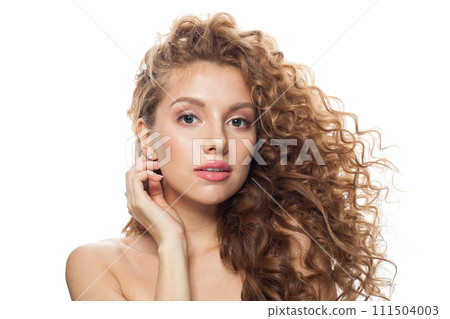 Charming healthy model with natural make-up, shiny clear skin  111504003