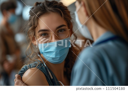 portrait of female medic in mask 111504180
