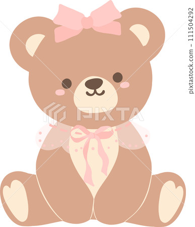 Coquette teddy bear with pink bow Coquette teddy bear with pink bow 111504292