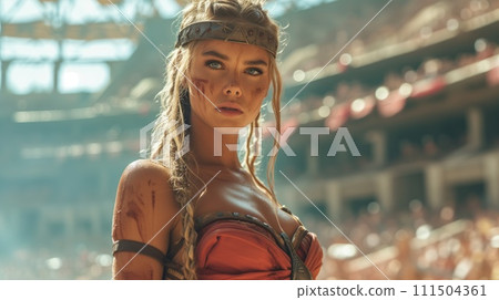 female gladiator in the arena 111504361