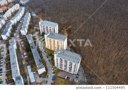 Aerial view of flat of blocks. Urban landscape Aerial view of flat of blocks. Urban landscape 111504495