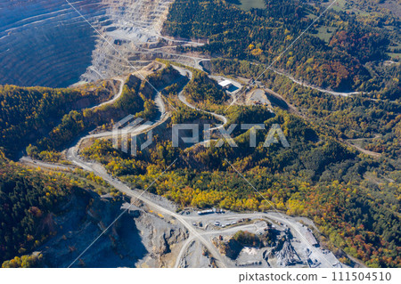 Aerial view of Rosia Poieni open pit copper mine, Romania 111504510