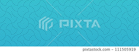 Light Blue Seamless Pattern: Soft Swimming Motif in Traditional Asian Vector, Geometric Oriental Background, Retro Textile Art 111505919