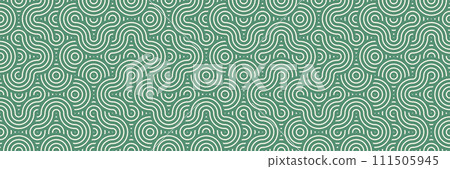Abstract Green Asian Mandala Pattern, Seamless Geometric Oriental Background Design 111505945