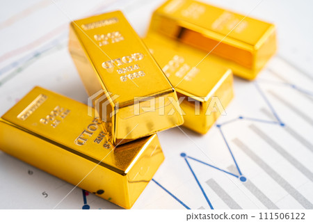 Gold bar on graph, economy finance exchange trade investment concept. 111506122