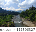 Summer blue sky, white clouds and mountain stream 111506327